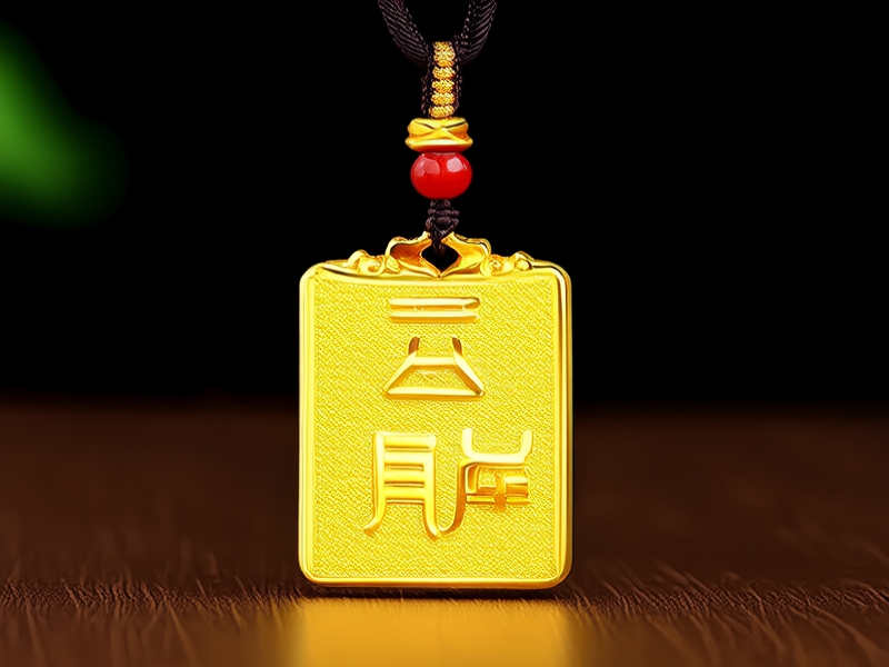 黄金方牌吊坠图片