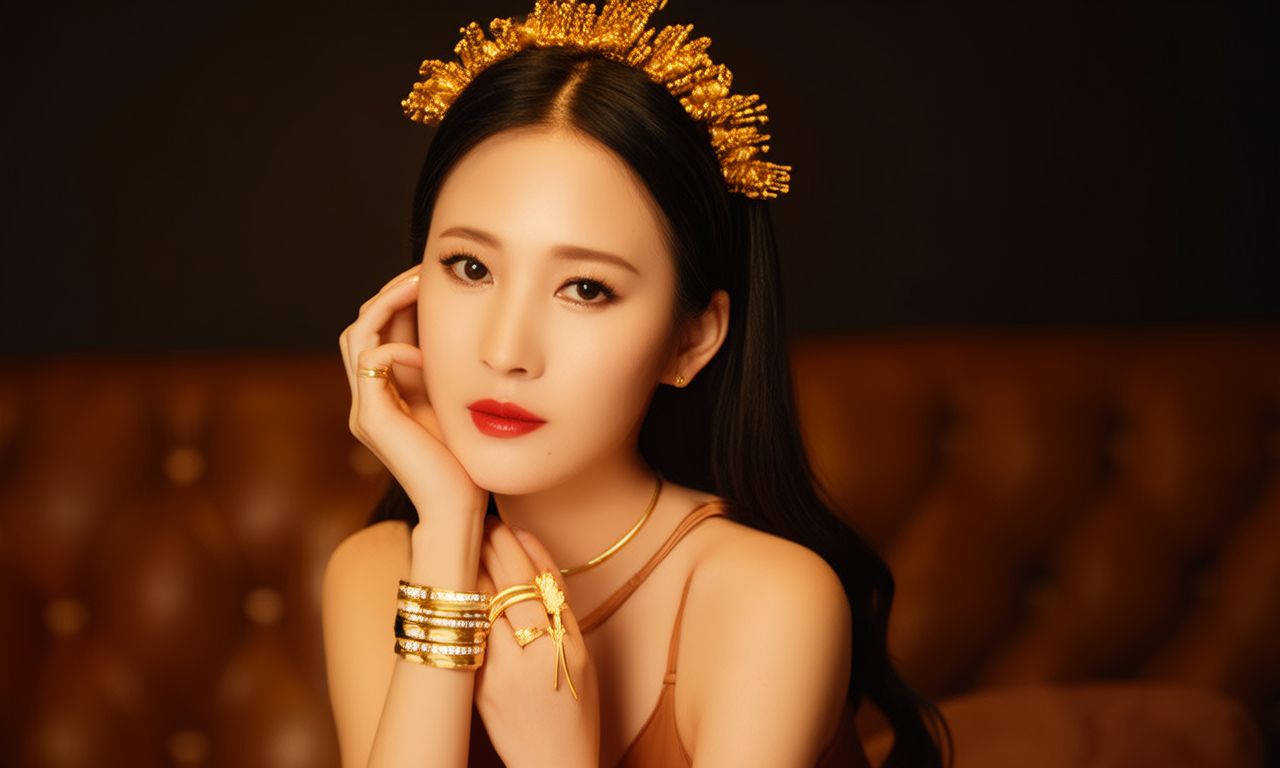黄金首饰美女图片