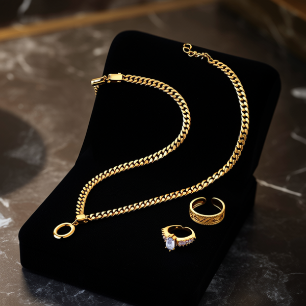 黄金项链手镯戒指图片